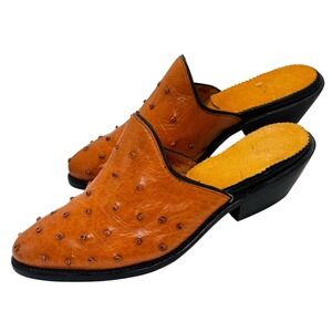 Full Quill Ostrich‎ Leather Slip On Mules Western Handcrafted in Mexico size 7
